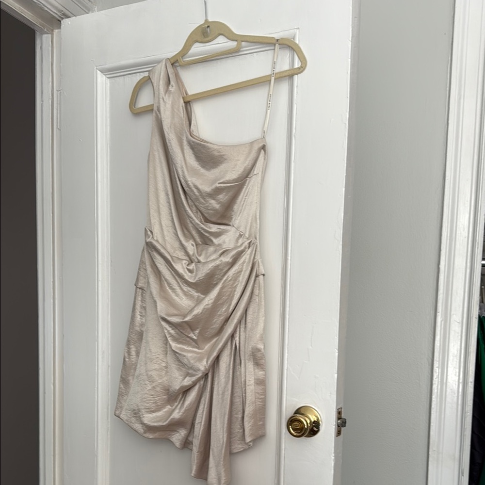 Karen Millen Gold Asymmetrical One Shoulder Dress